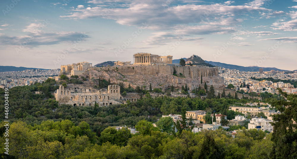 Wall mural overlooking the acropolis at sunset