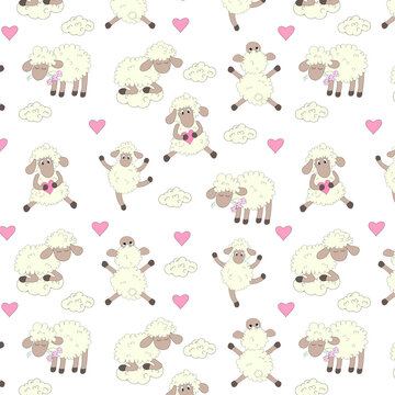 pattern cute sheep white fluffy
