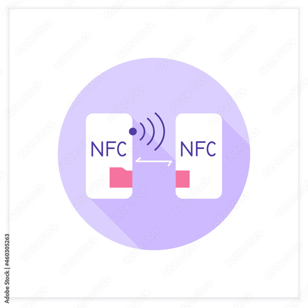 Poster nfc technology flat icon. near-field communication. easy speed wireless data exchange. digital smart
