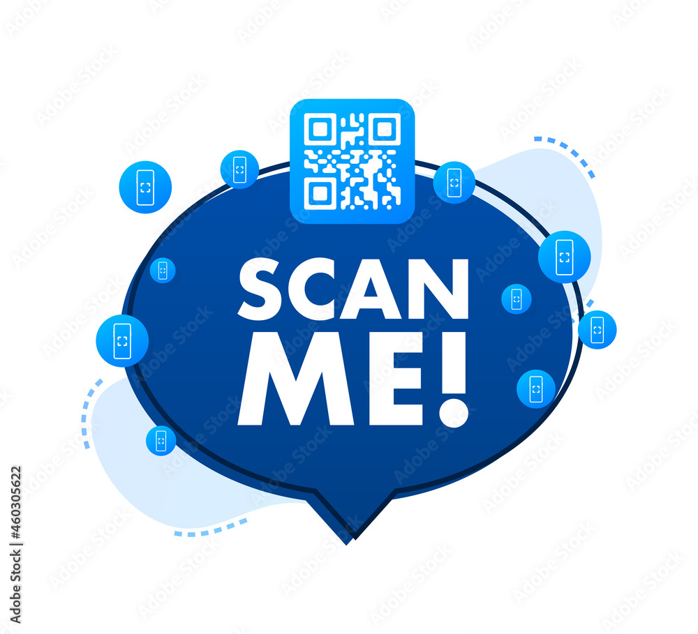 Poster qr code for smartphone. inscription scan me with smartphone icon. qr code for payment. vector illust
