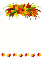 Design for a business card, flyer or banner. Vector illustration. Autumn leaves.