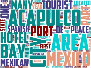 Obraz premium acapulco typography, wordcloud, wordart, travel,coast,summer,acapulco,tourism