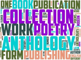 anthology typography, wordcloud, wordart, anthology,compendium,collection,garland,many