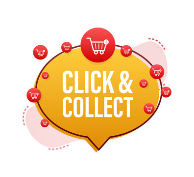 Megaphone click and collect banner. Flat style. Website vector icon. Vector stock illustration.