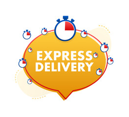 Express delivery service. Fast time delivery order with stopwatch. Vector stock illustration.