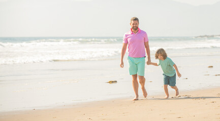 family day. daddy with kid boy on summer day. dad and child having fun outdoors.