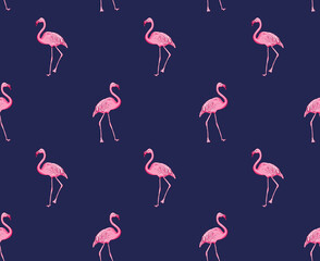 Seamless pattern background with pink flamingo, vector EPS 10