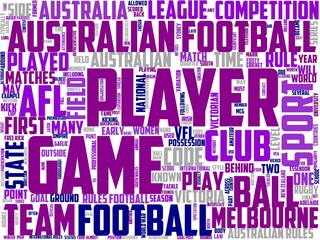 australian rules football typography, wordcloud, wordart, sport,football,australian,rules,ball