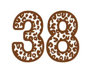 38, Number thirty eightWith figures leopard print, panther skin 