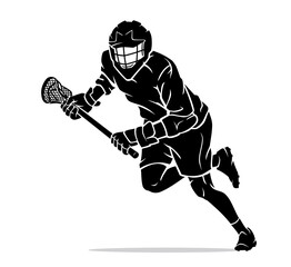 Lacrosse Team Player, Front Silhouette Illustration