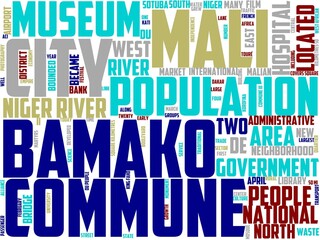 Obraz premium bamako typography, wordcloud, wordart, mali,bamako,travel,map,africa