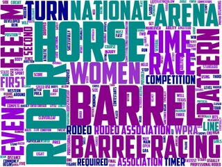 barrel racing typography, wordcloud, wordart, horse,western,race,rodeo,cowgirl