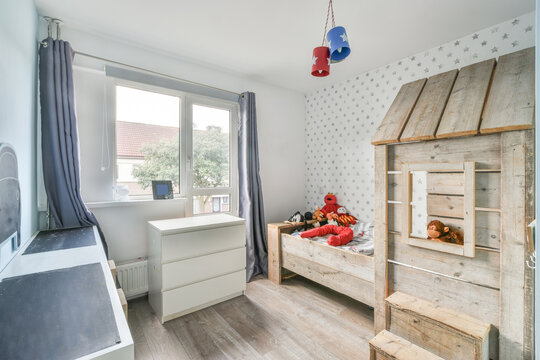 Interior of cozy nursery in house