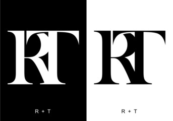 Black and white color of RT initial letter