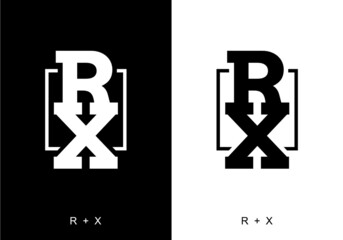 Black and white color of RX initial letter