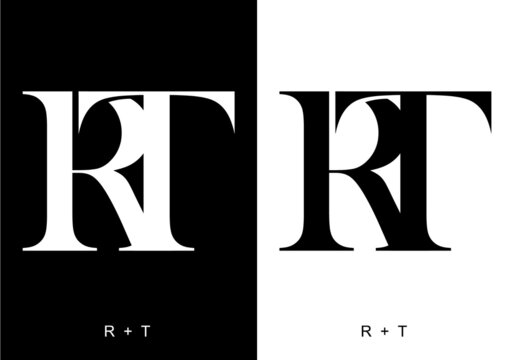 Black and white color of RT initial letter