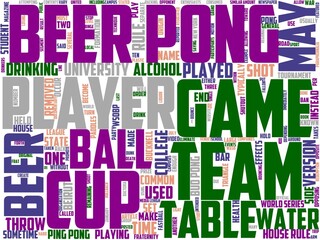 beer pong typography, wordcloud, wordart, alcohol,game,party,fun,ball