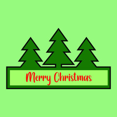 Fototapeta na wymiar Merry christmas tree logo with green and red color in green background