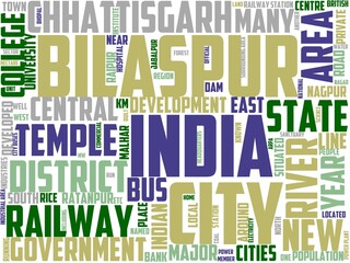 bilaspur typography, wordcloud, wordart, travel,india,bilaspur,asia,sketch