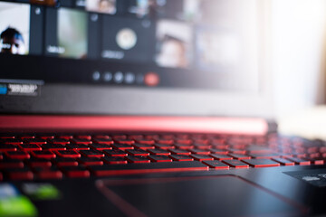 Teachers teach students with computers at home, distance education, online education..