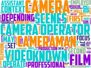 cameraman typography, wordcloud, wordart, camera,cameraman,professional,television,people