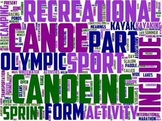 Fototapeta premium canoeing typography, wordcloud, wordart, canoe,kayak,water,boat,activity