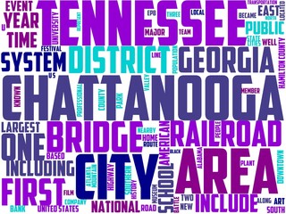 Obraz premium chattanooga typography, wordcloud, wordart, tennessee,landscape,tn,civil,war