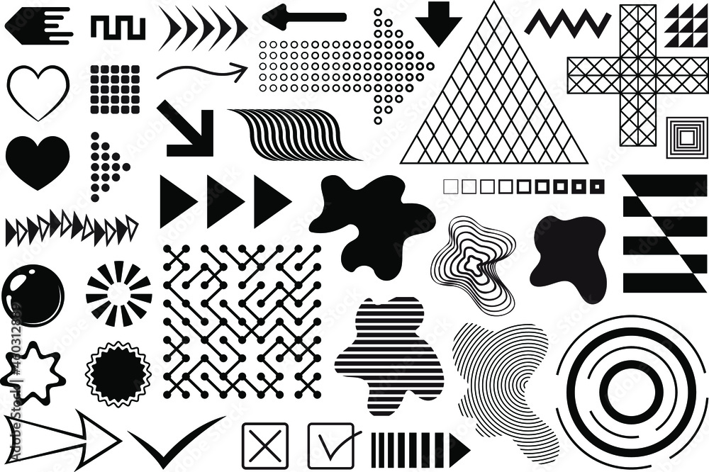 Poster vector abstract design elements. memphis shapes, abstract forms, figures, geometric design elements.