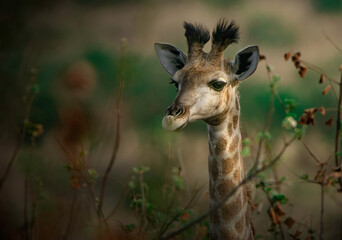 Baby giraffe in the wild, Africa.