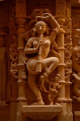 Beautiful Sculpture in the Jain Temple, Jaisalmer fort, Rajasthan, India.