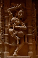 Beautiful Sculpture in the Jain Temple, Jaisalmer fort, Rajasthan, India.