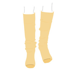 Vector drawing of high socks. Fuzzy fall color socks. Hand-drawn illustration. 