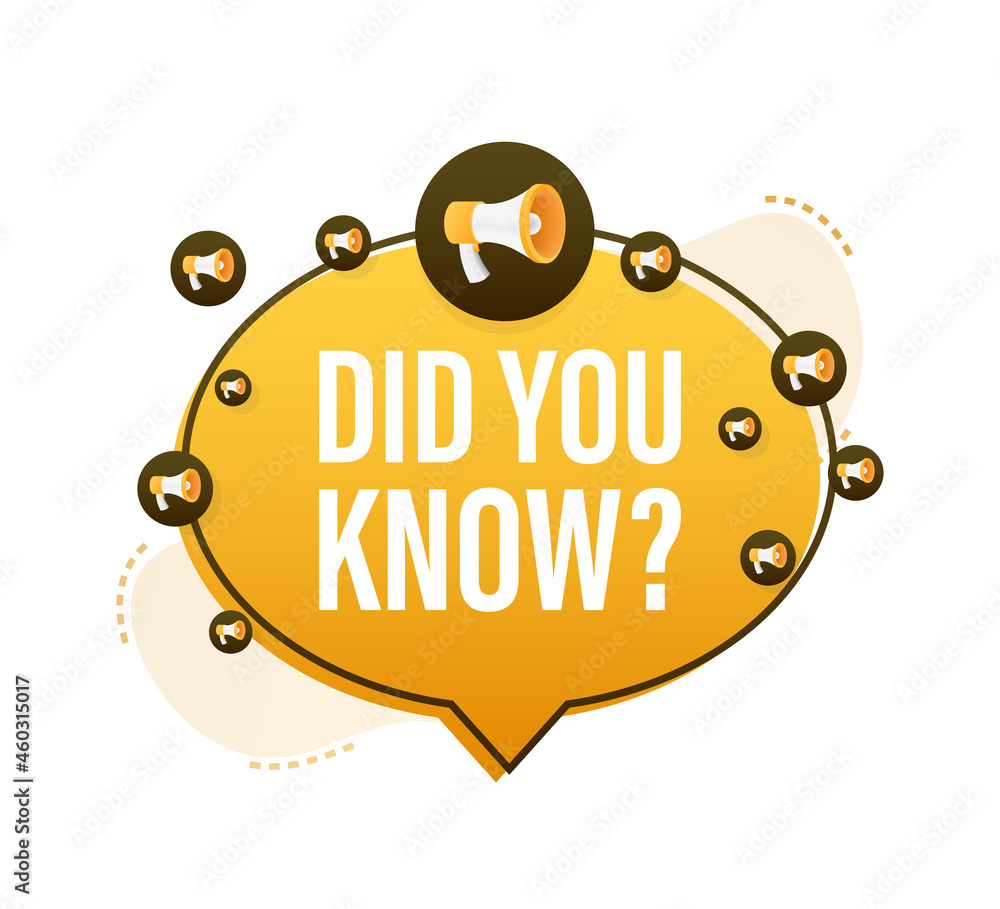 Aufkleber megaphone label with did you know. megaphone banner. web design. vector stock illustration.