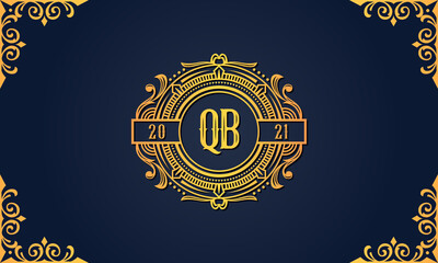 Royal vintage initial letter QB logo.