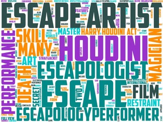 Obraz premium escapology typography, wordart, wordcloud, escapology,magic,magician,entertainment