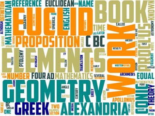 euclid typography, wordart, wordcloud, geometry,euclid,illustration,greek - obrazy, fototapety, plakaty