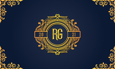 Royal vintage initial letter RG logo.