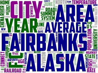 Obraz premium fairbanks typography, wordart, wordcloud, landscape,fairbanks,nature,alaska
