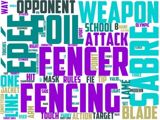 fencing typography, wordart, wordcloud, fencing,sword,fencer,athlete