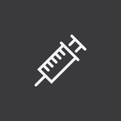 Syringe linear icon. Vaccine symbol.
