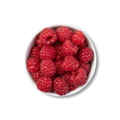 Raspberries in a bowl isolated over white background