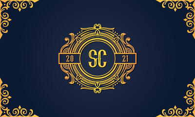 Royal vintage initial letter SC logo.