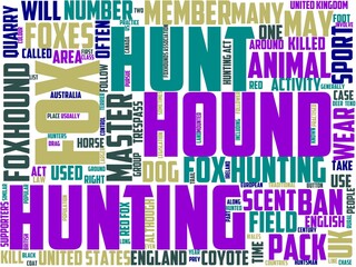 fox hunting typography, wordart, wordcloud, mammal,animal,nature,wild