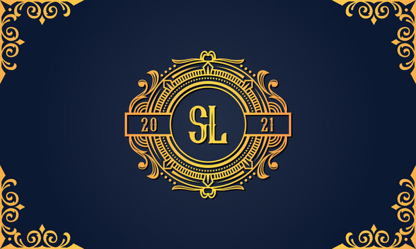 Royal vintage initial letter SL logo.