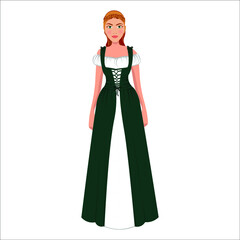 Woman in folk national Irish costume. Vector illustration