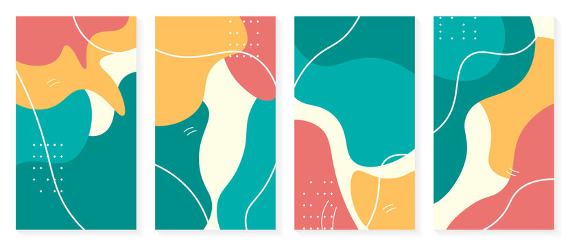 Abstract Colorful Shapes Social Media Stories with Lines Design Background