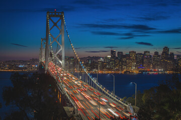 The Bay Bridge at dusk from Treasure Island