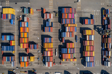 Port shipping containers from above