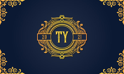 Royal vintage initial letter TY logo.
