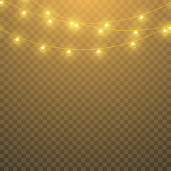 Vector Christmas lights, isolated on a transparent background